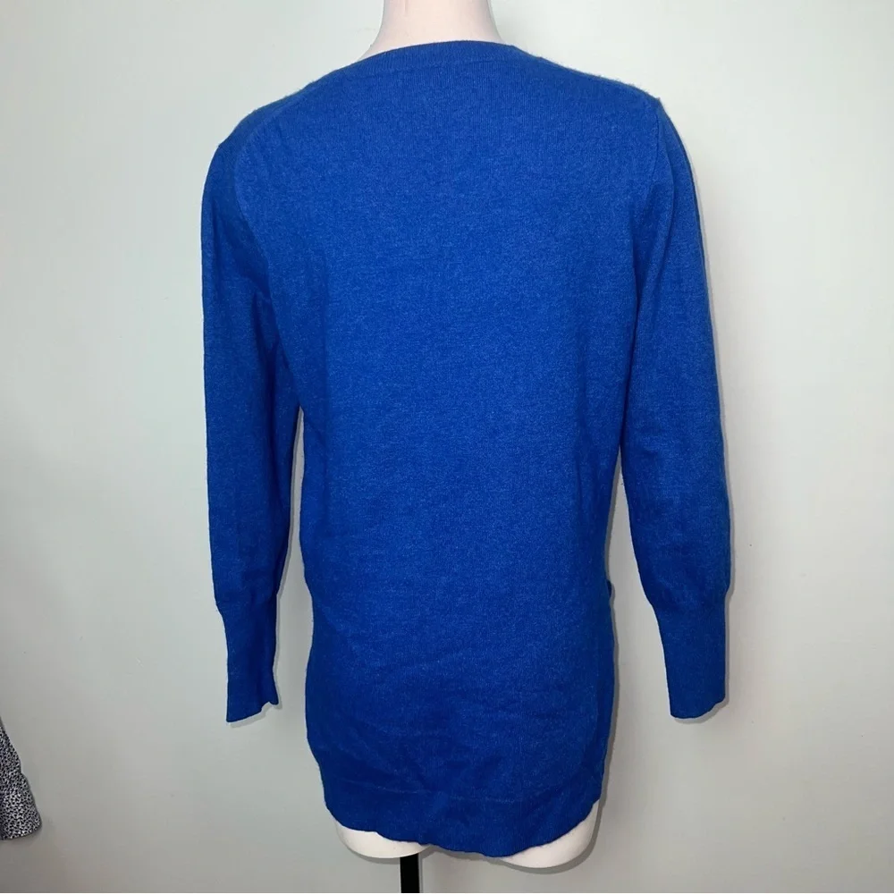 J.Crew Blue Merino Wool Blend Sweater Side Slit Hem Size Large